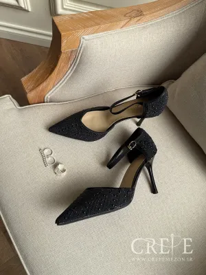 کفش مجلسی بغل باز نگینی پاشنه 9