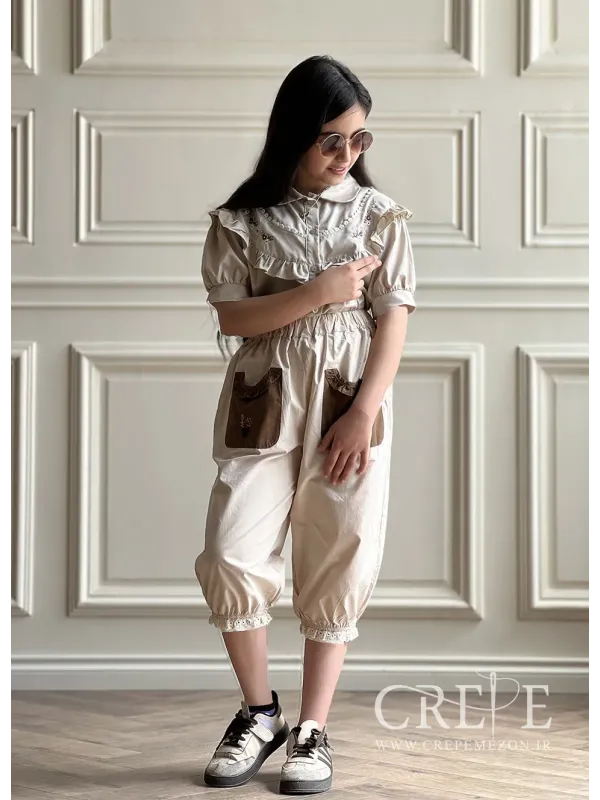 شلوارک جیب طرح گلدان